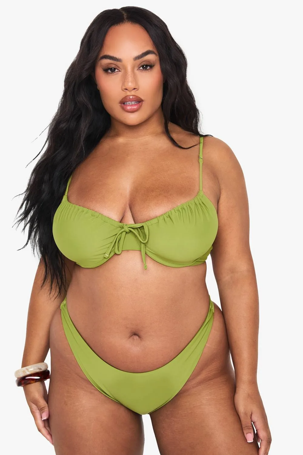 Ruched Underwire Bikini Top by boohoo