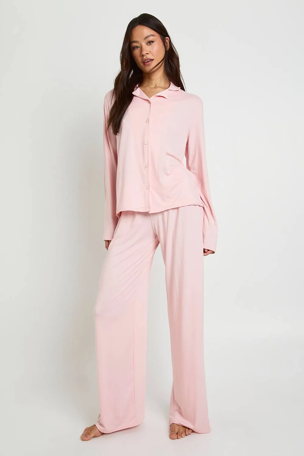 Long Sleeve Shirt & Trousers Pyjama Set by boohoo