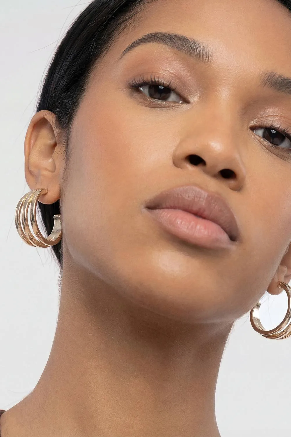 Hammered Triple Hoop Earrings by boohoo