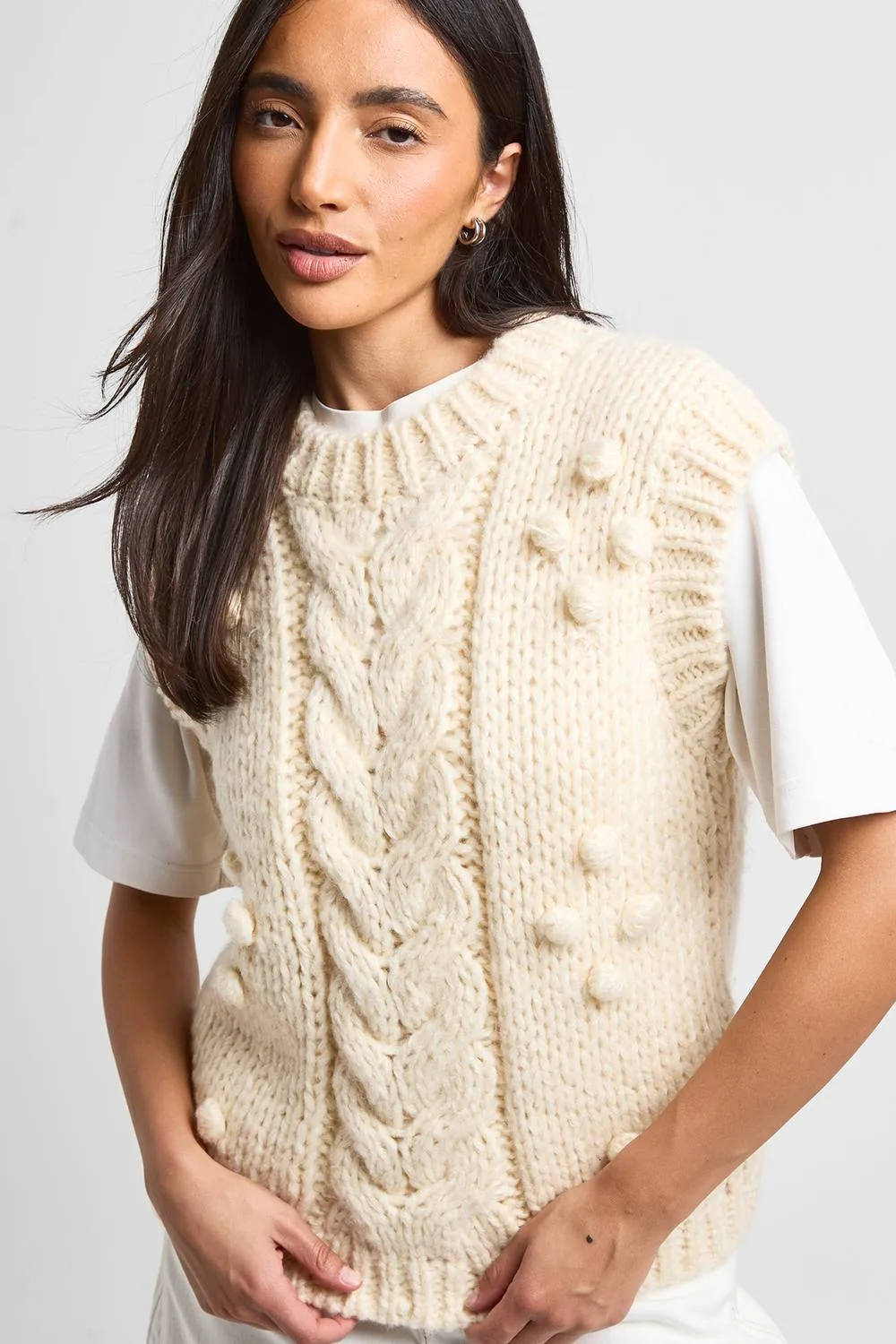 Cable Knit Chunky Vest by boohoo