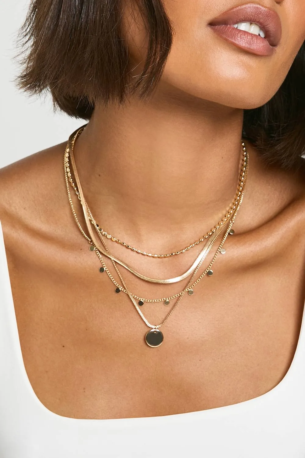 Pendant Detail 4 Layered Necklace by boohoo