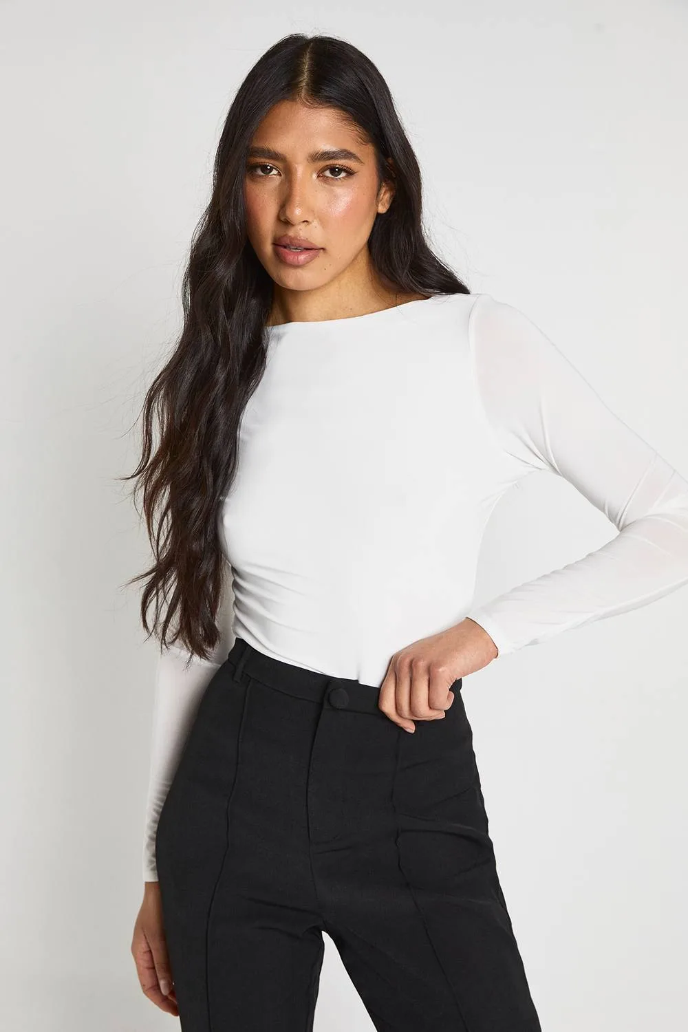Tall Double Layer Slinky Long Sleeve Top by boohoo