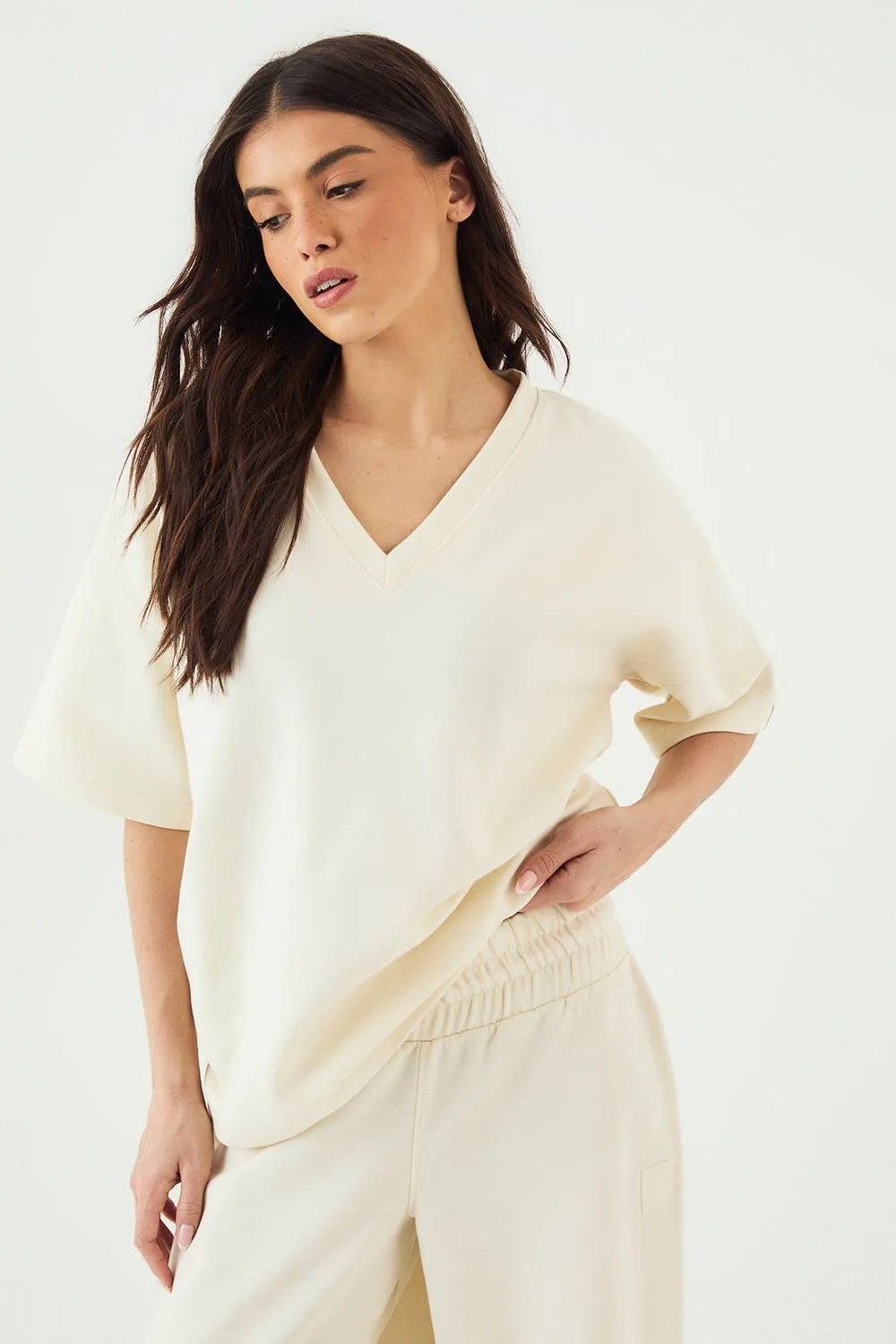 Interlock V Neck Oversized T-Shirt by DSGN Studio