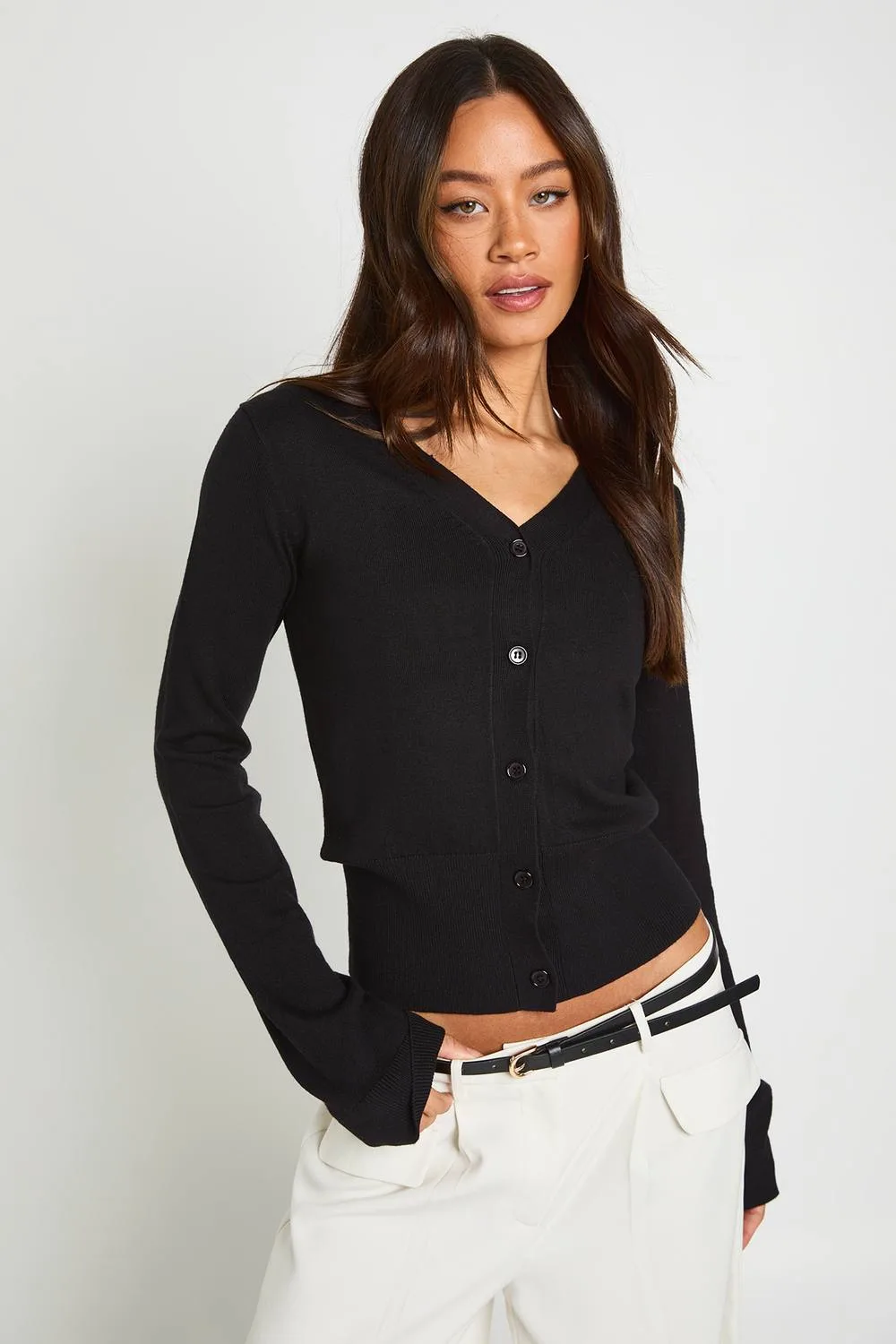 Tall Rib Knit Cinched Hem Cardigan by boohoo