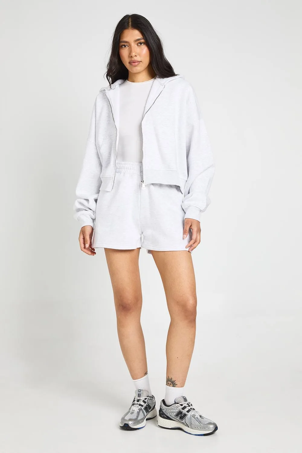 Tall High Waist Sweatshort with Internal Drawcord by boohoo