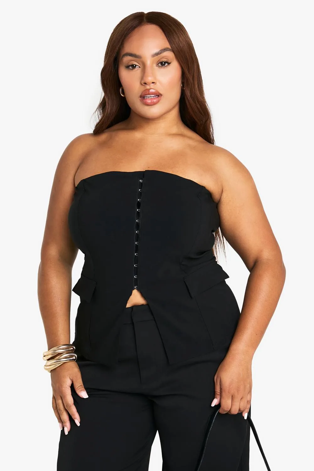 Bengaline Corset Bandeau Top by boohoo