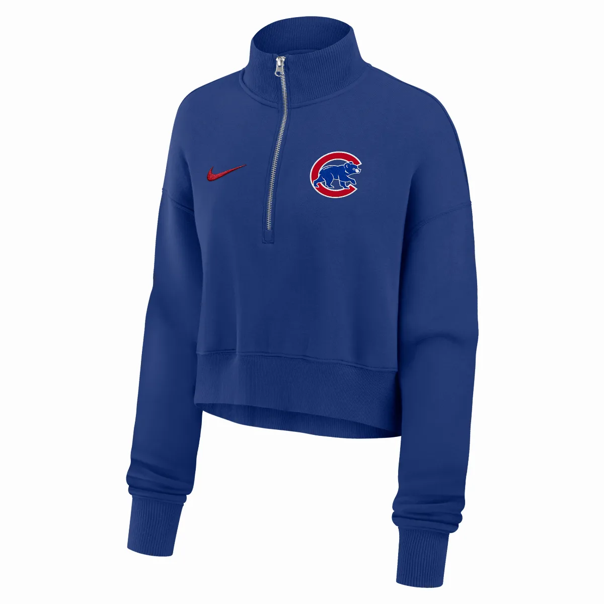 Chicago Cubs Phoenix MLB Cropped 1/4-Zip Crew by Nike