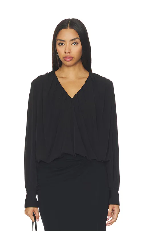 Long Sleeve V Neck Bubble Top by Vince