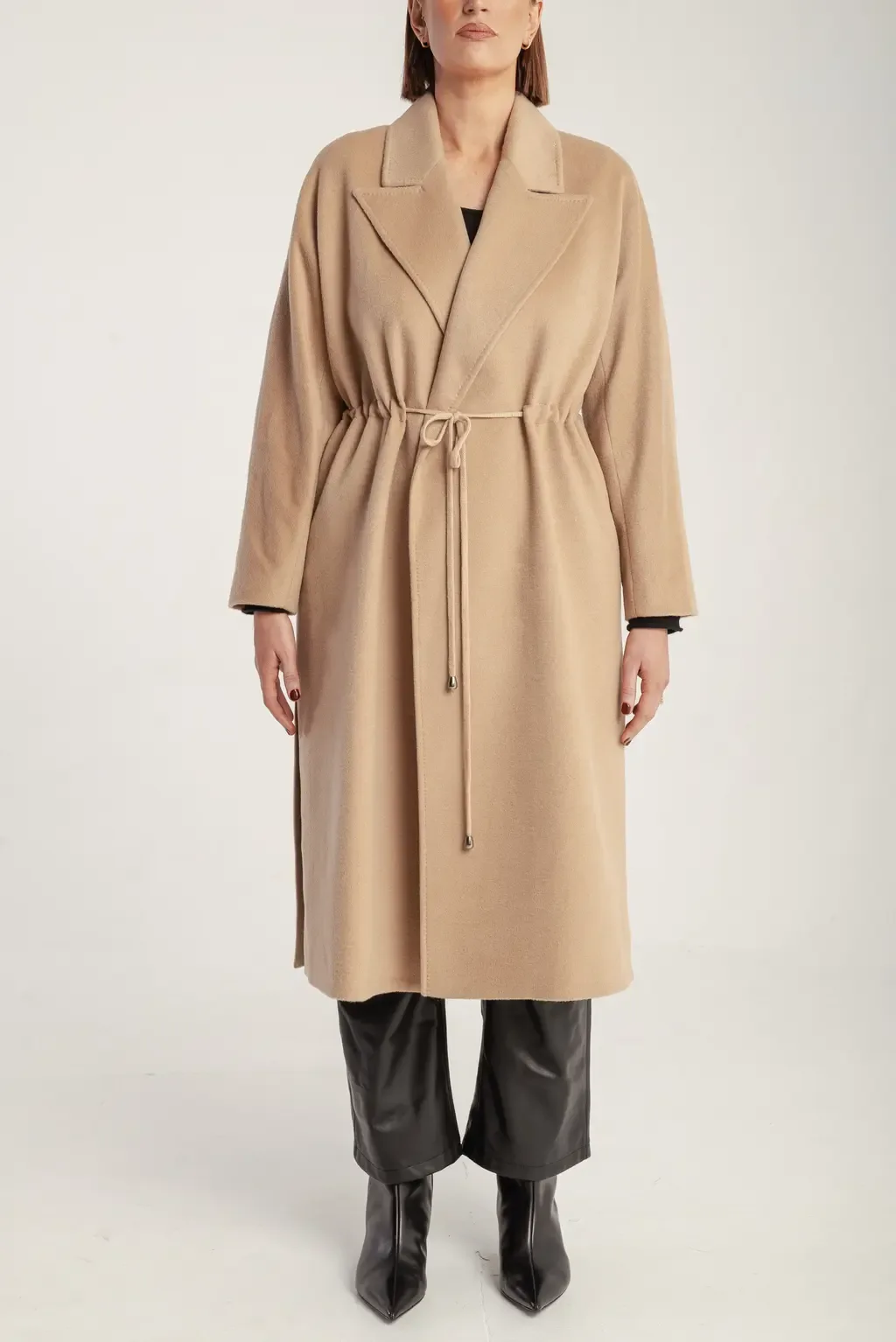 Cashmere Tie Waist Lapel Coat by 1982
