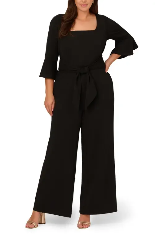 Tie Front Wide Leg Crepe Jumpsuit
