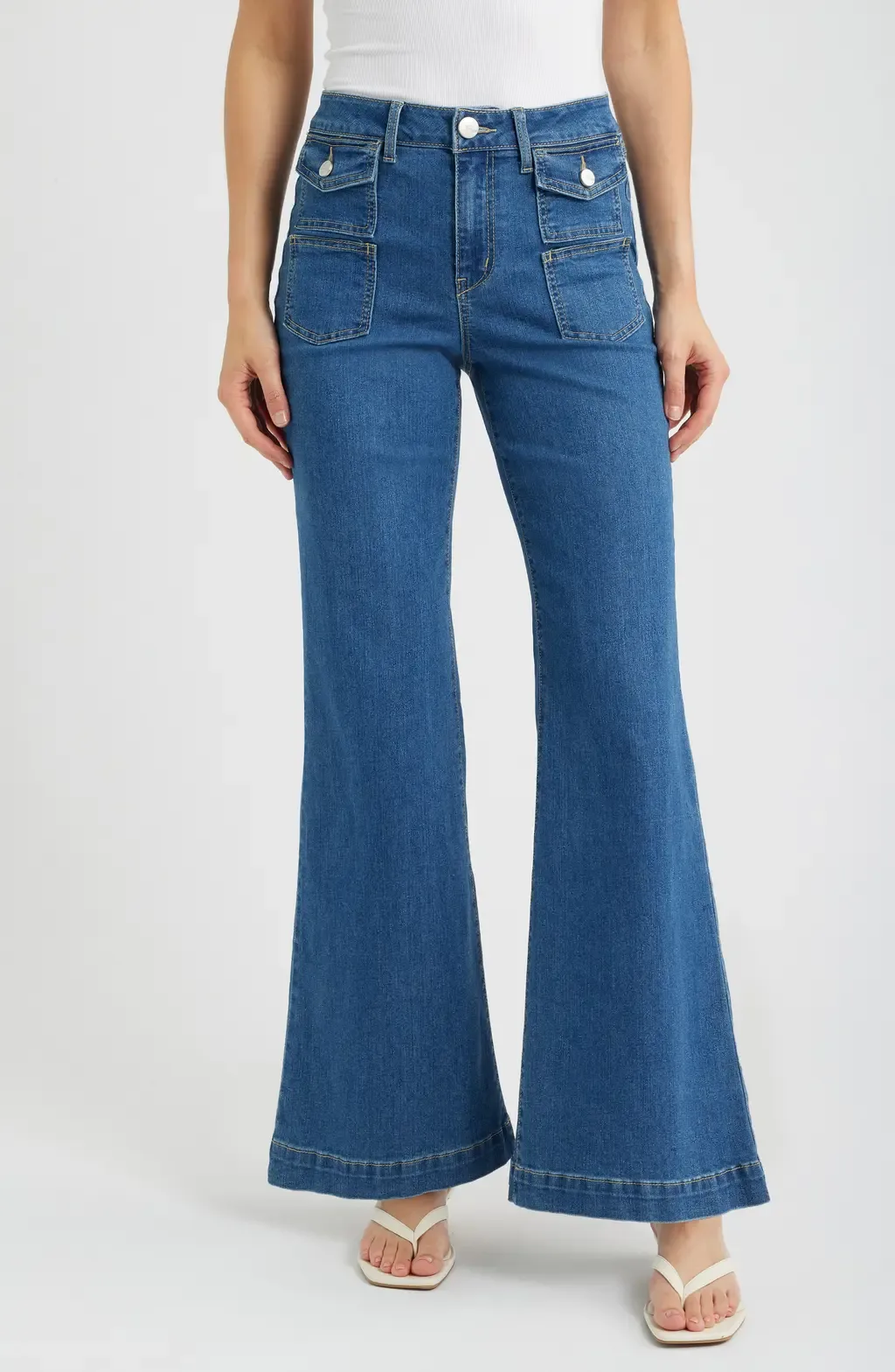 Belle Patch Pocket Relaxed Flare Jeans by 1822 Denim