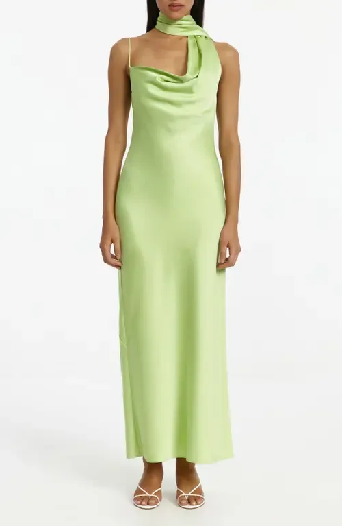 Luka One-Shoulder Scarf Detail Satin Gown by Significant Other