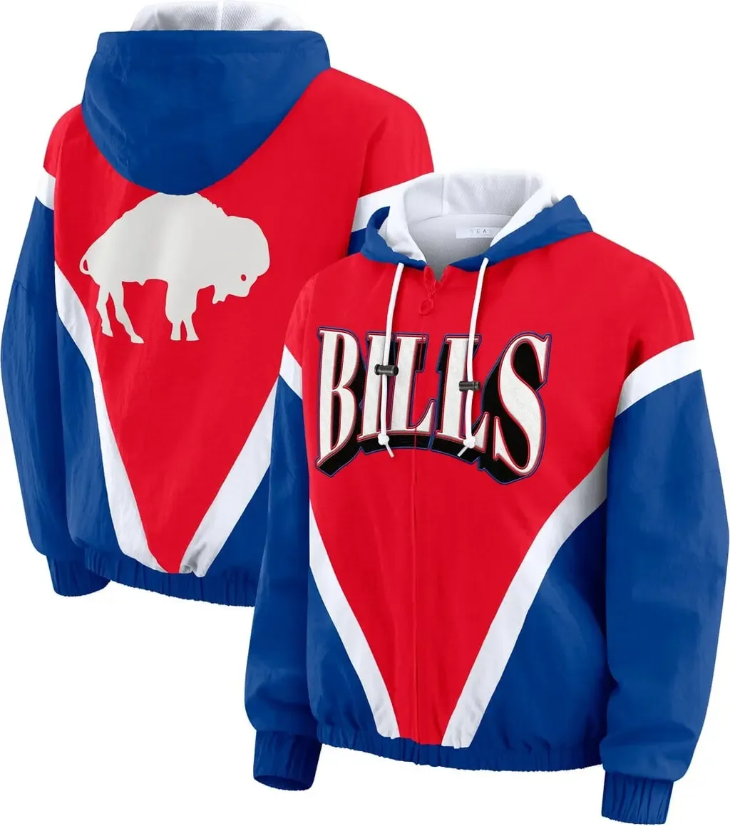 WEAR by Erin Andrews Buffalo Bills Retro Crinkle Full-Zip Windbreaker Jacket by WEAR by Erin Andrews