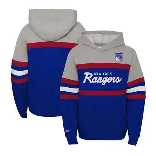Mitchell & Ness Blue New York Rangers Head Coach Pullover Hoodie by Mitchell & Ness