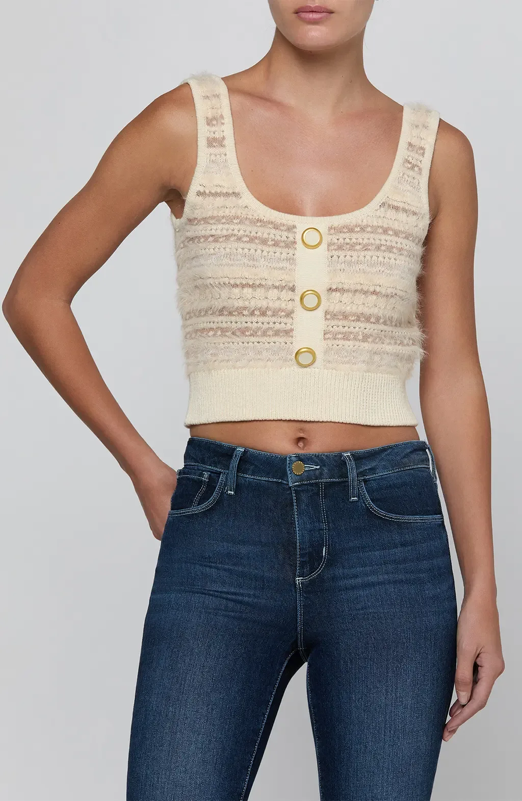 Galene Mixed Stitch Crop Sweater Tank by L'AGENCE