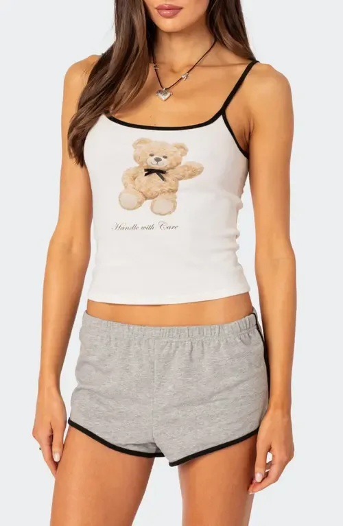 Klara Crop Stretch Cotton Graphic Camisole by EDIKTED