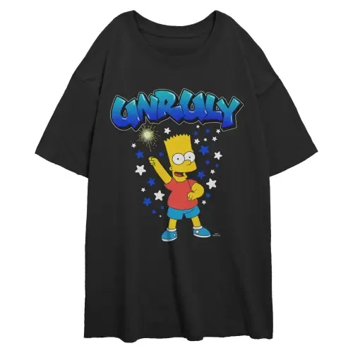 Bart Unruly Sparkler Short Sleeve Oversized T-Shirt by The Simpsons