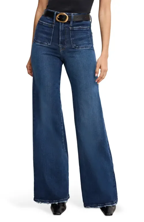 Soft-Tech Good Waist Patch Pocket High Waist Palazzo Jeans by Good American