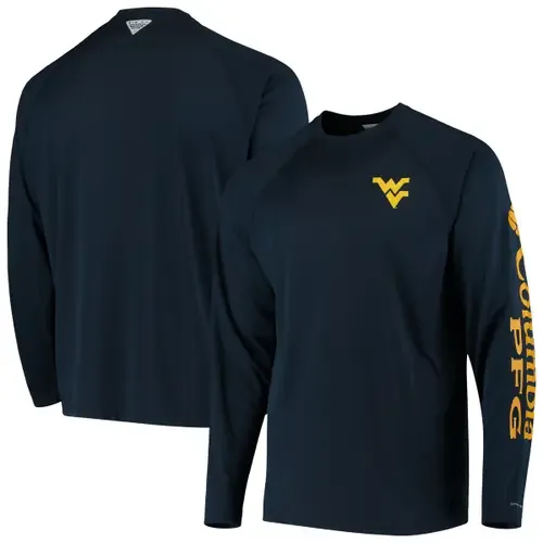 West Virginia Mountaineers Terminal Tackle Omni-Shade Raglan Long Sleeve T-Shirt by Columbia