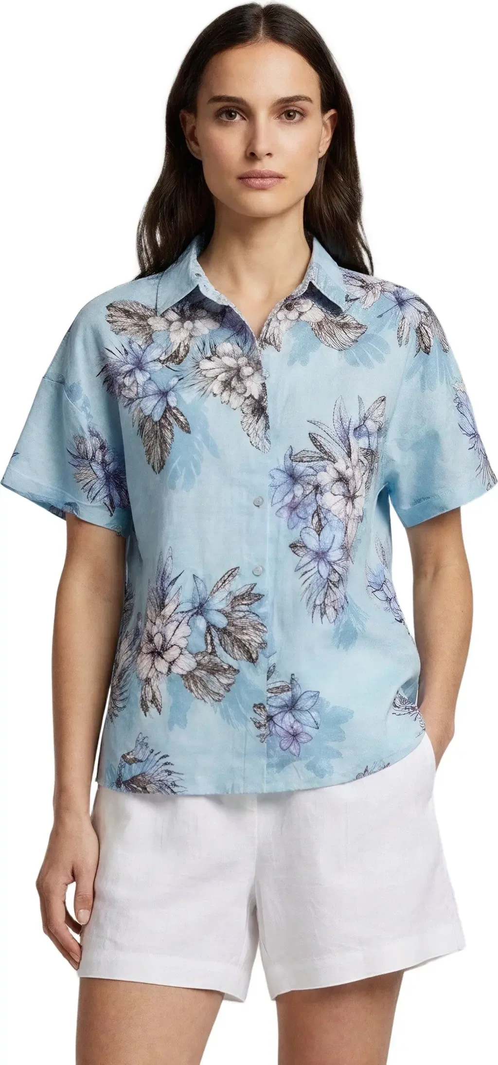 Exotic Floral Relaxed Linen Printed Shirt by Lords of Harlech