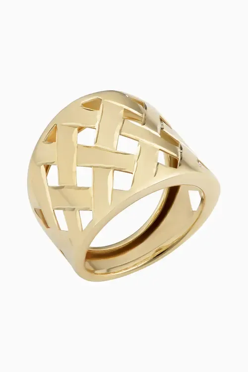 14K Yellow Gold Basket Weave Ring by Oradina
