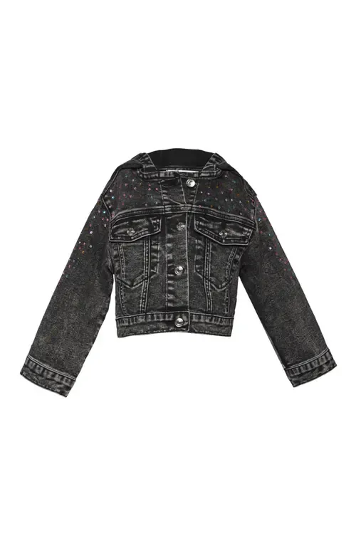Crystal Embellished Hooded Denim Trucker Jacket by Truly Me