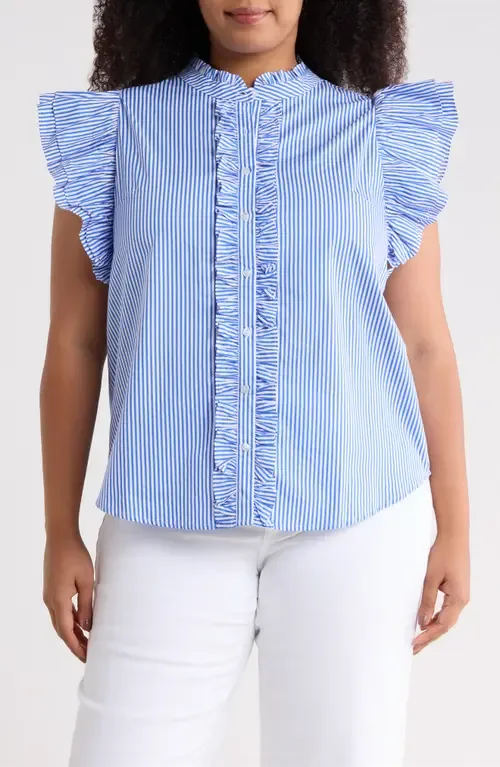 Sherah Stripe Ruffle Shirt by SUGARLIPS