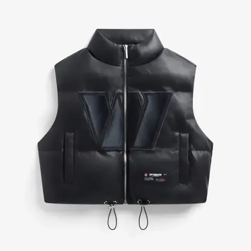 Washington Commanders Faux Leather Cropped Puffer Vest by Off Season