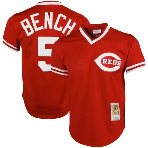 Mitchell & Ness Johnny Bench Cincinnati Reds Cooperstown Collection Mesh Batting Practice Jersey by Mitchell & Ness