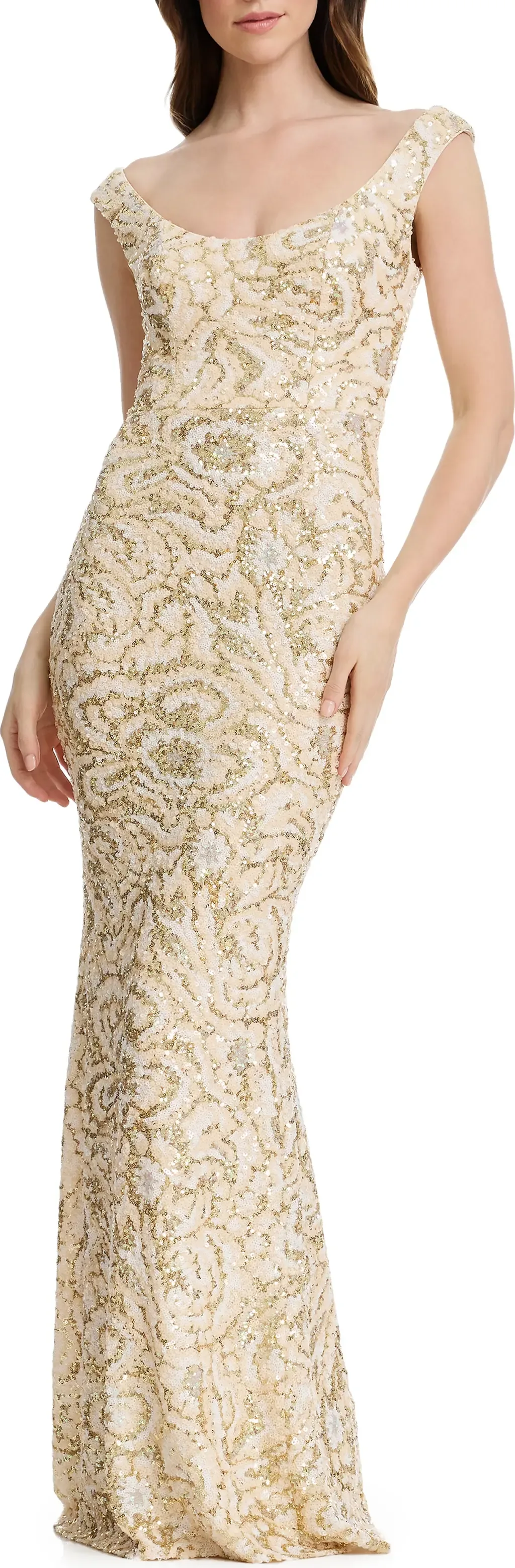 Josie Sequin Floral Mermaid Gown by Dress the Population