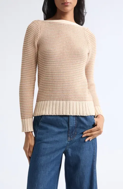 Orlian Stripe Stretch Cotton Sweater by Veronica Beard