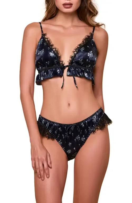 Floral Print Satin Tie Front Bralette & Panties by Hauty