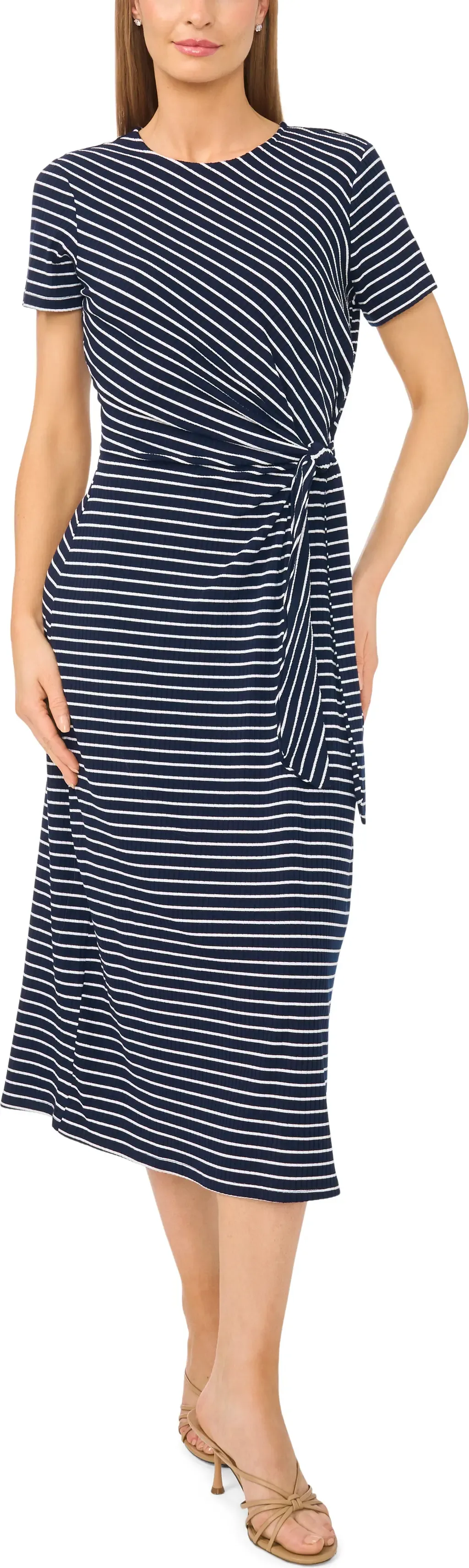 Side Tie Striped Midi Dress by halogen(r)