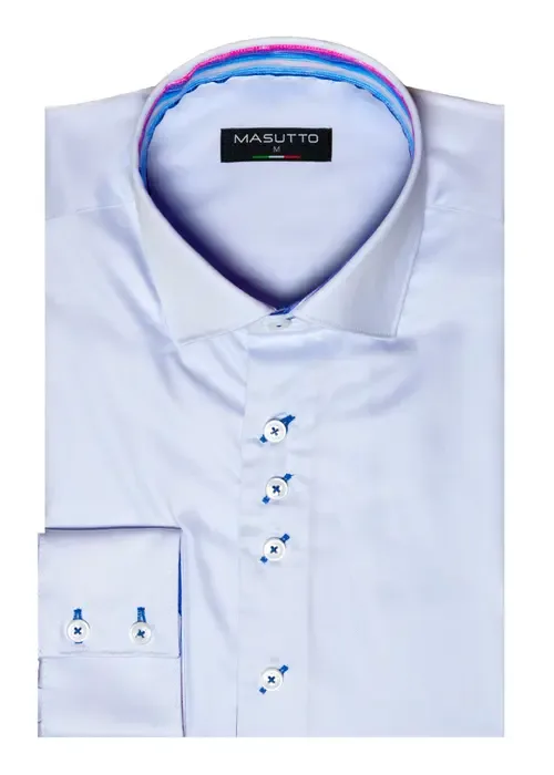 Lian Solid 3 Button-Up Long Sleeve Shirt by MASUTTO