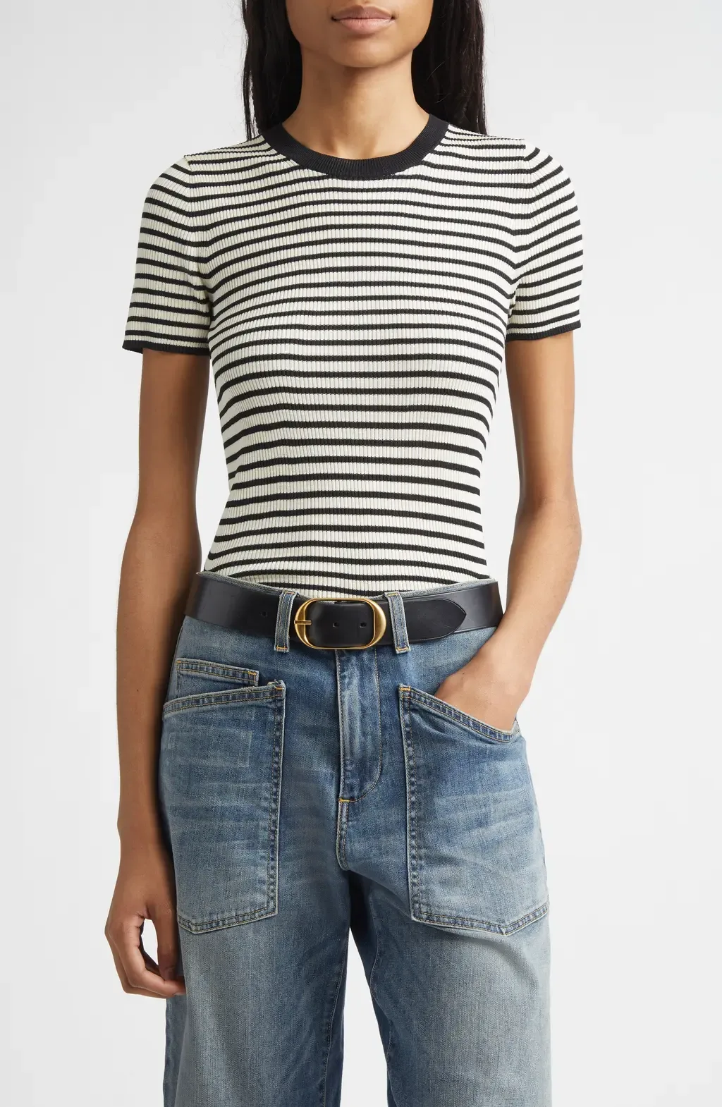 Hettie Stripe Silk Sweater by Nili Lotan