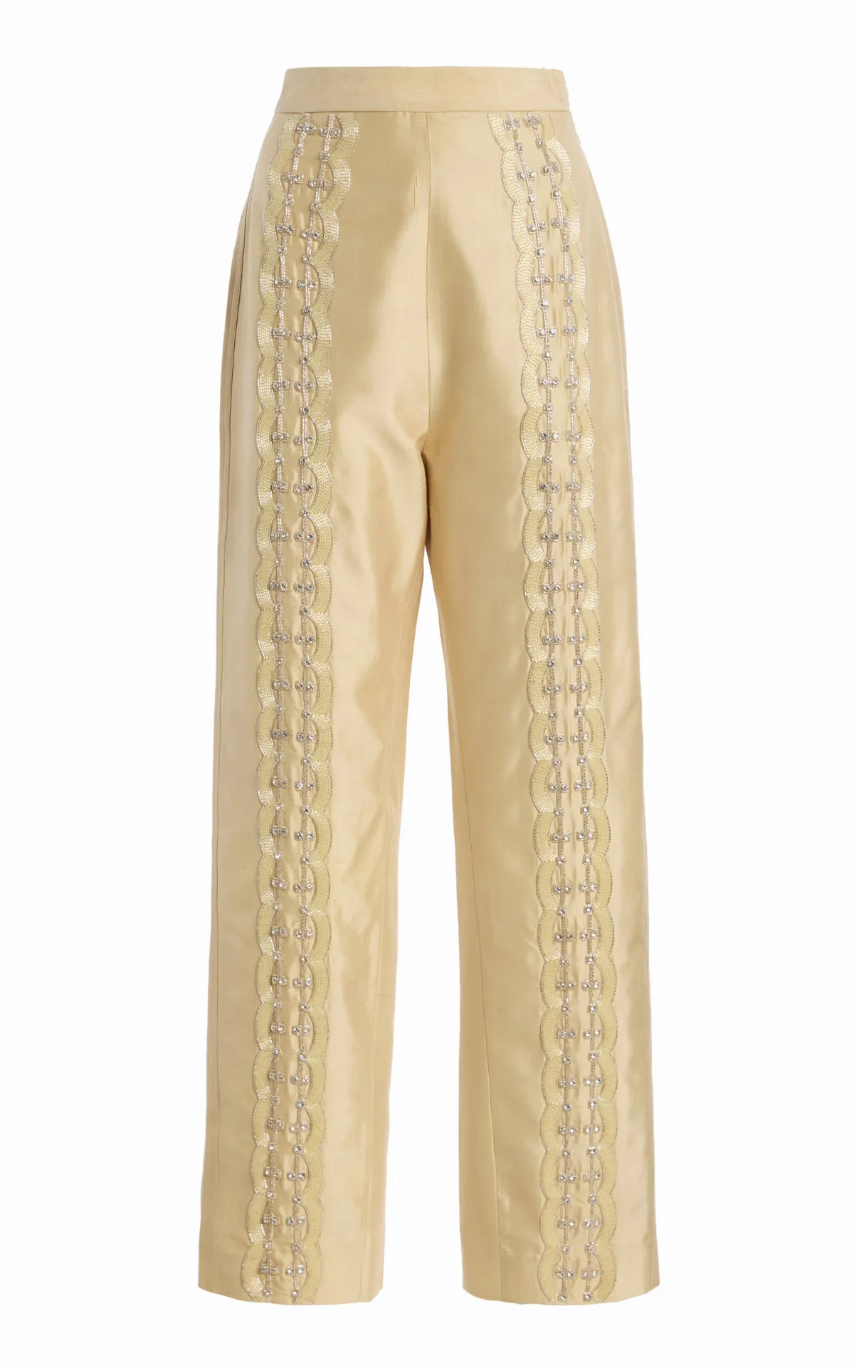 Nadja Embellished Silk Straight-Leg Pants by KALLMEYER