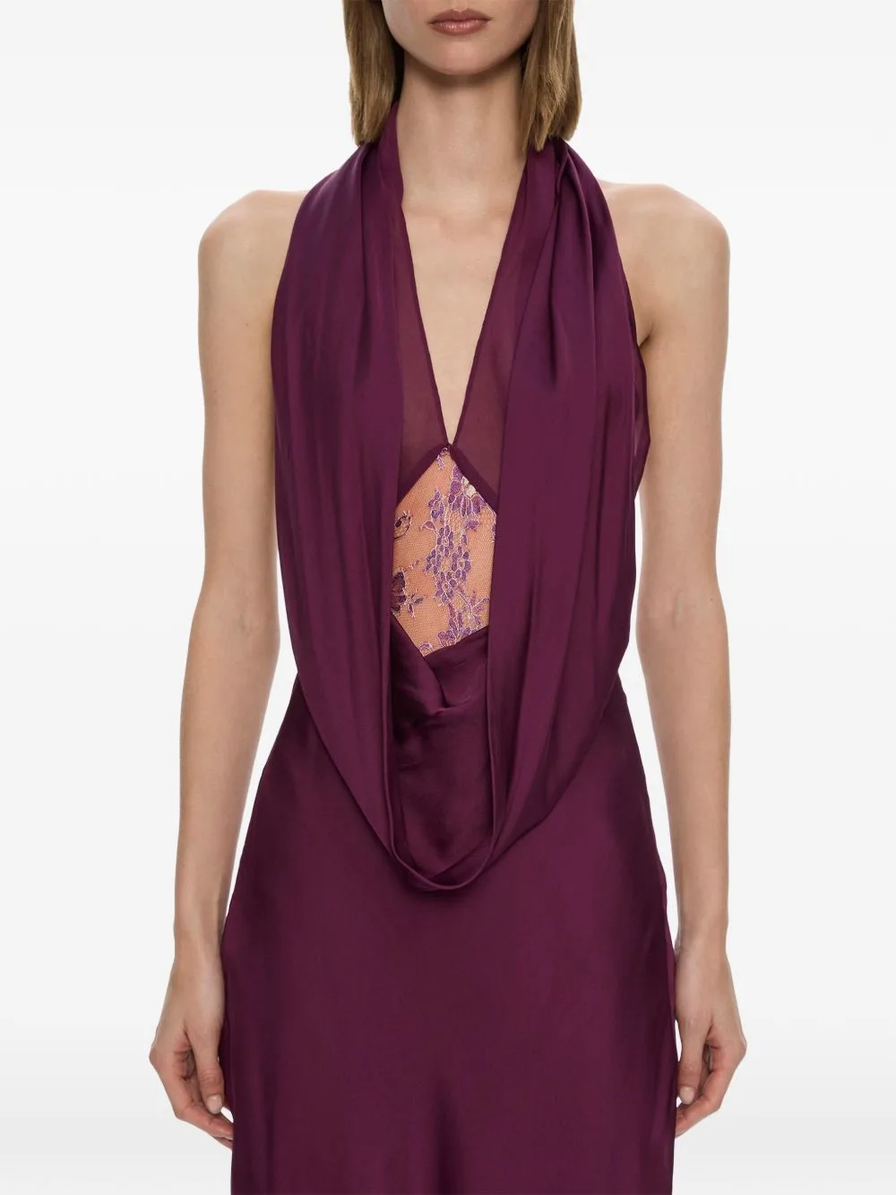 Cesura Cowl Lace Gown Maxi Dress by Christopher Esber