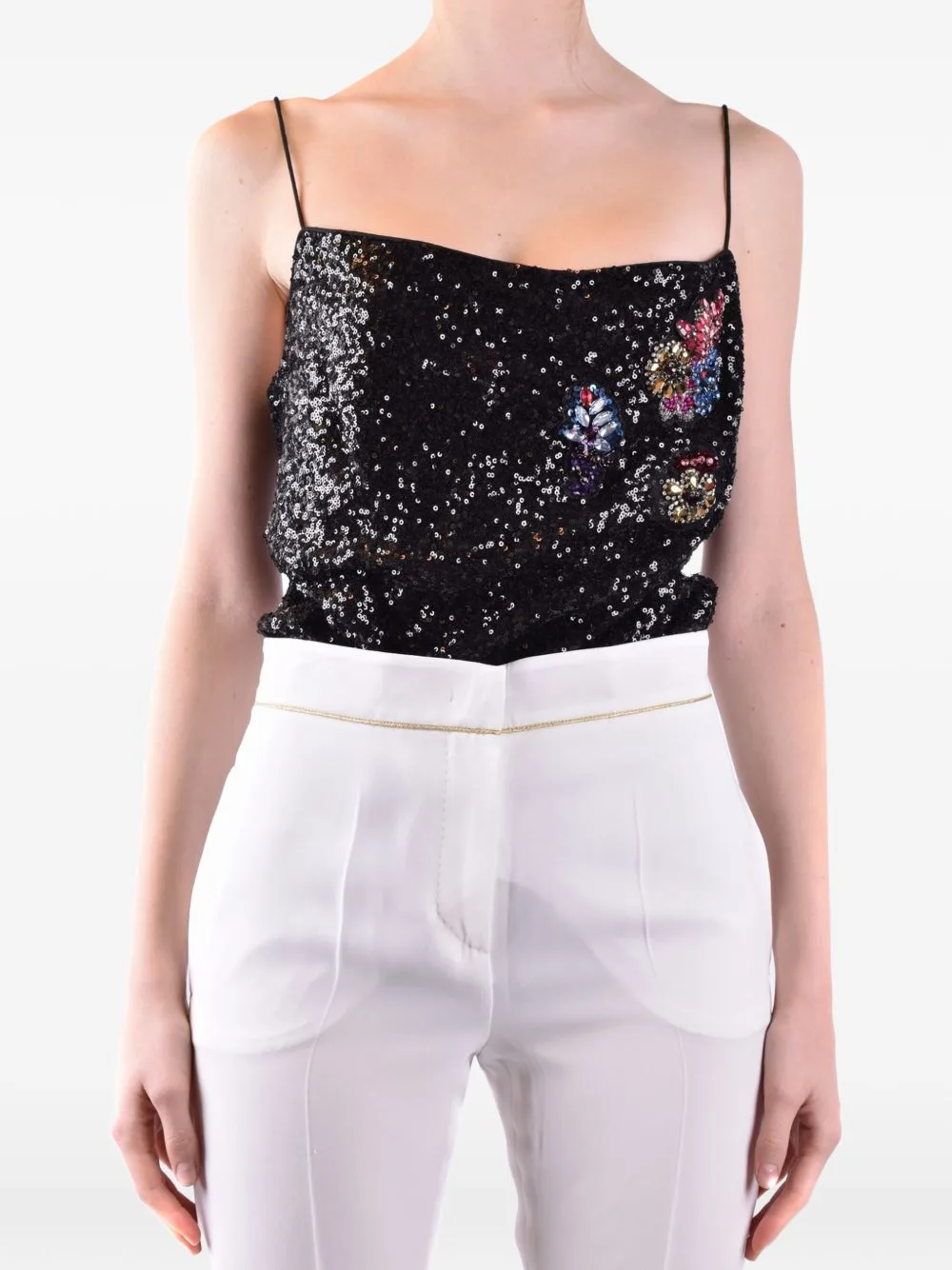 Sequin-Embellished Embroidered Camisole by PINKO