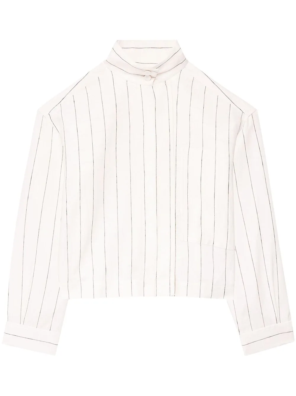 Striped High-Neck Linen Top