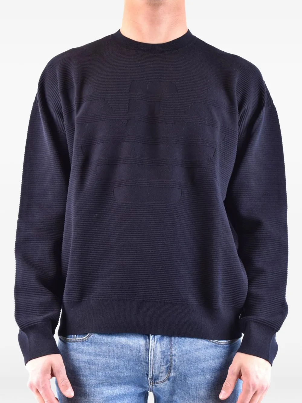 Ribbed-Knit Logo-Embroidered Sweater by Emporio Armani