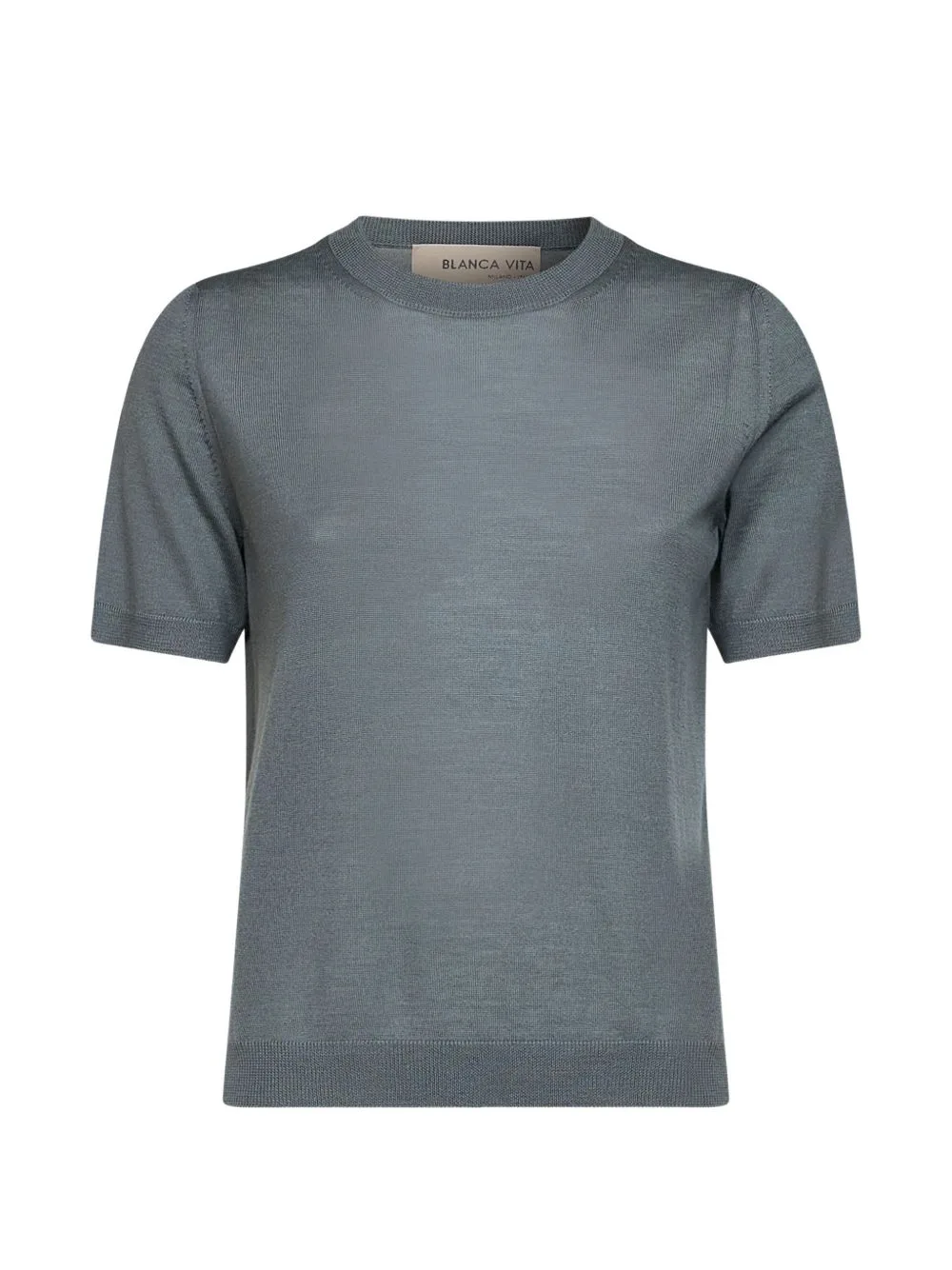 Short-Sleeve Virgin Wool Sweater by Blanca Vita