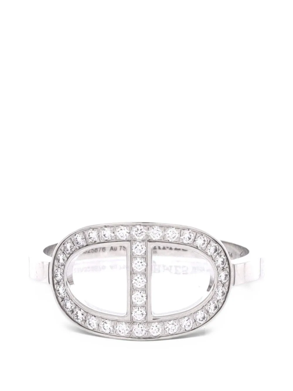 Chaine D'ancre Contour 18K White Gold and Diamonds Medium Ring by Hermès Pre-Owned