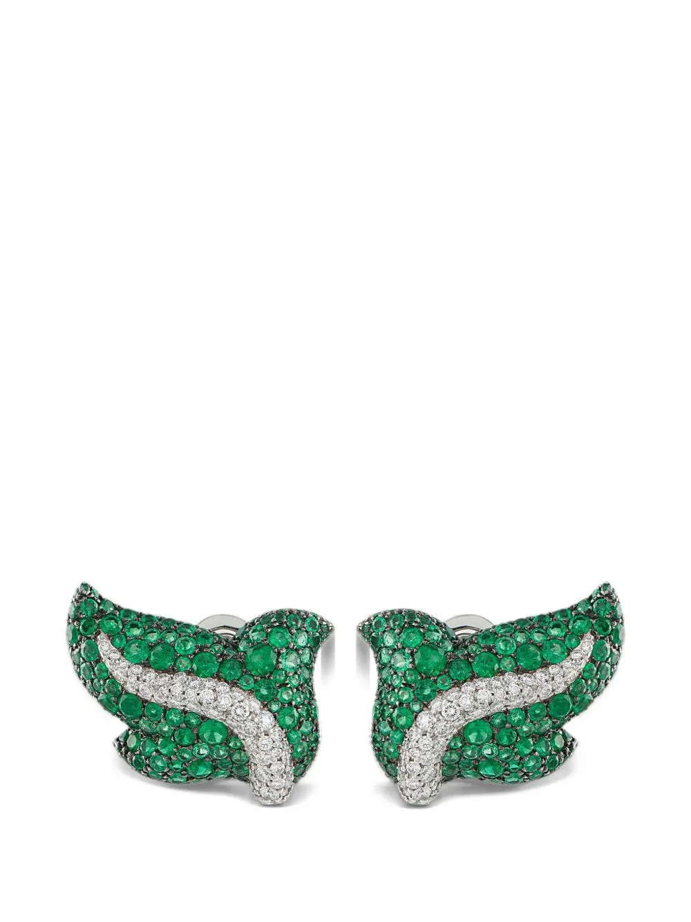 Emerald Diamond Leaf Earrings by De Grisogono