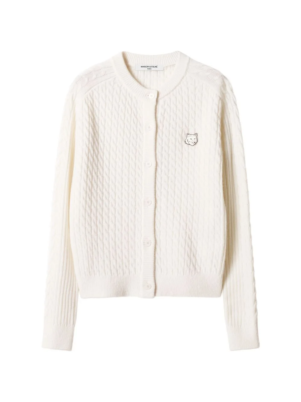 Fox Head Cable-Knit Cardigan by Maison Kitsuné