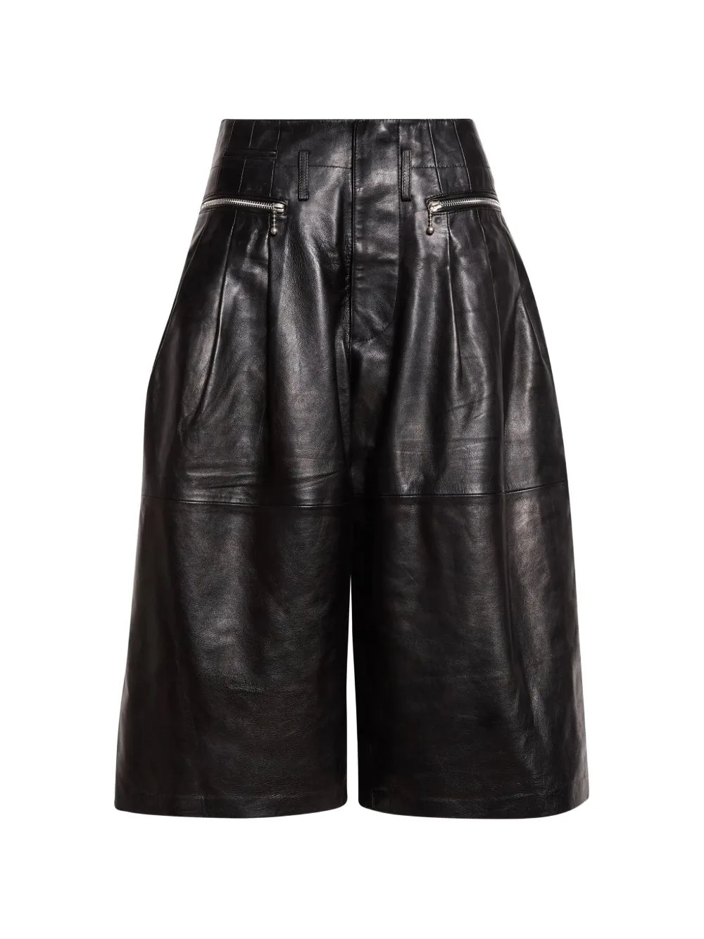 Pleated Leather Shorts by R13