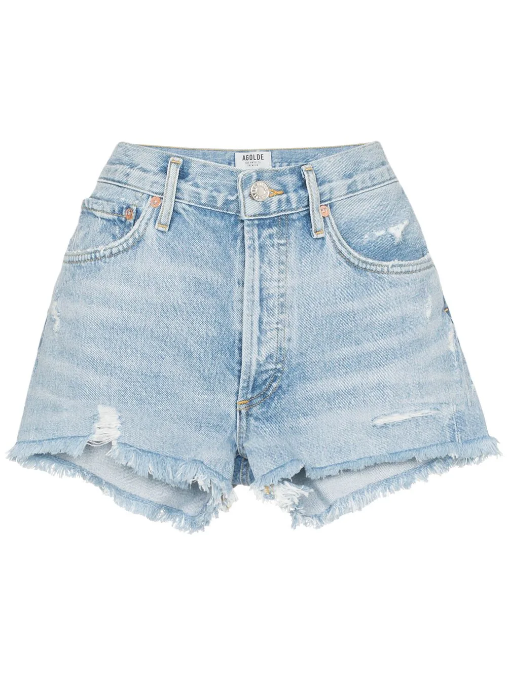 Distressed Denim Shorts by AGOLDE