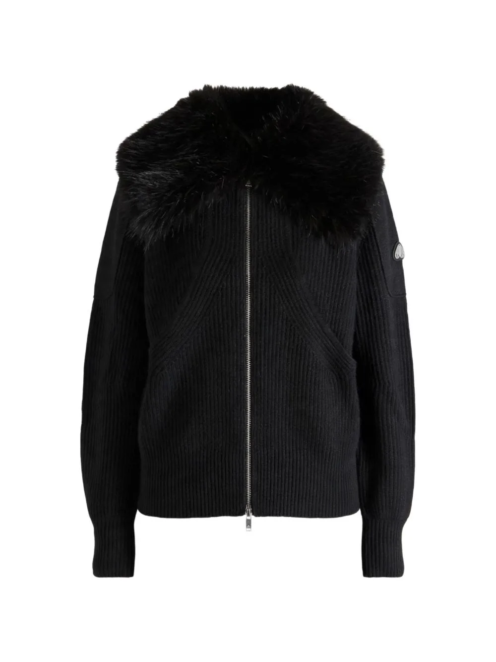 Faux-Fur Collar Ribbed-Knit Jacket by Moose Knuckles