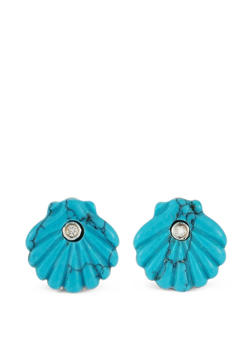 Venus Shell Turquoise and Diamond Earrings by Mateo