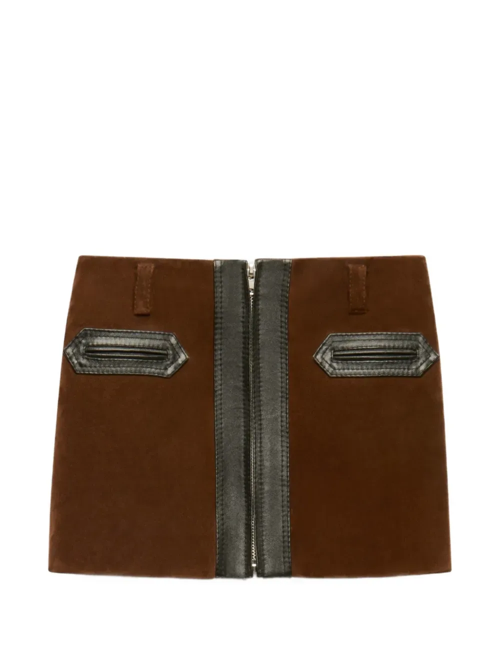 Crust Leather Mini Skirt with Zip Front by Marni