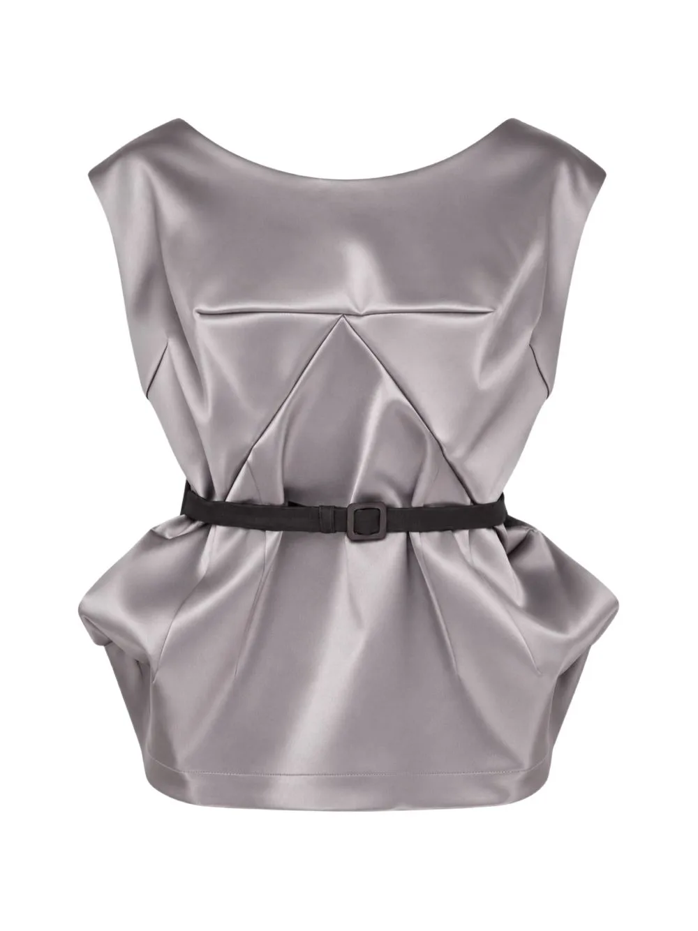 Belted Peplum Top by Vaquera